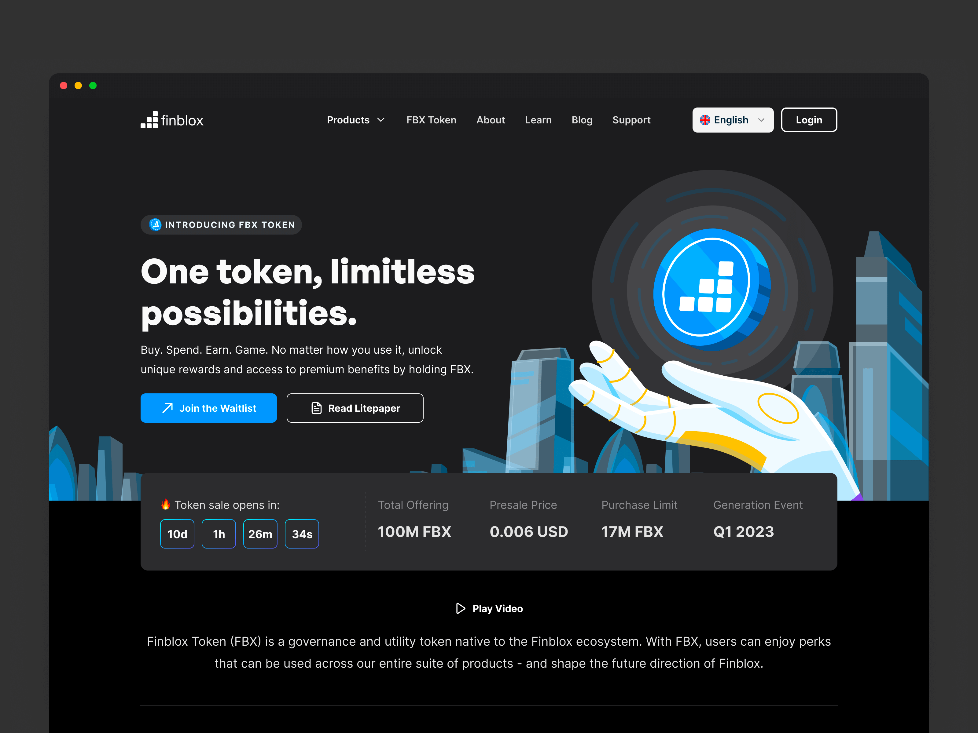 FBX token landing page