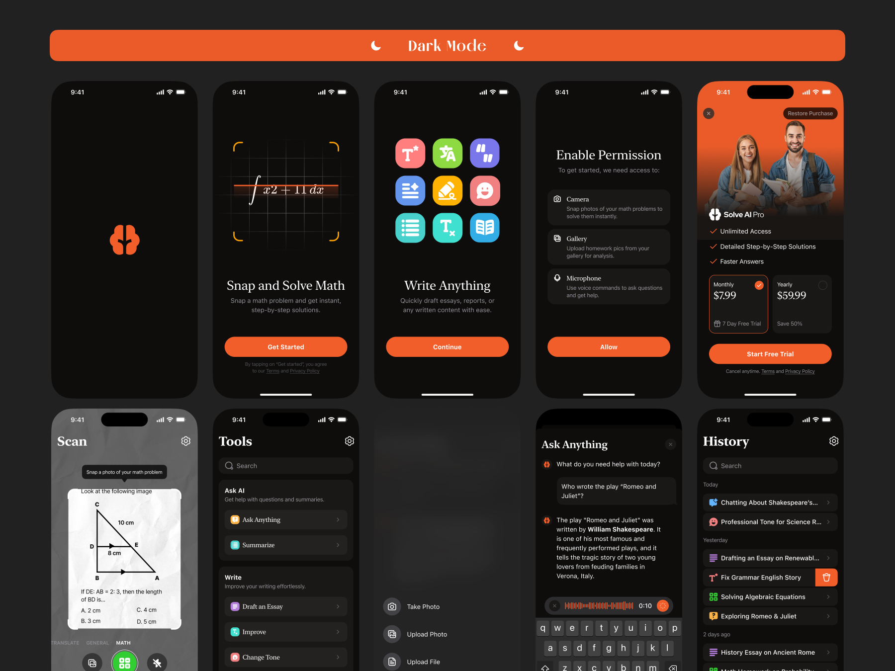 SolveAI: AI Homework iOS UI Kit